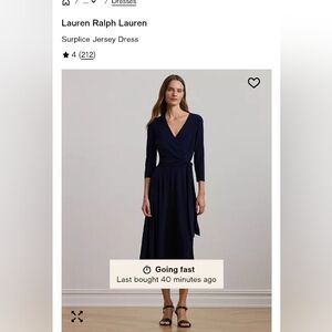 Lauren Ralph Lauren Black Surplice 3/4 Sleeve Dress